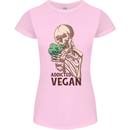 Addicted Vegan Skeleton Eating Vegetables Womens Petite Cut T-Shirt Light Pink