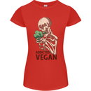 Addicted Vegan Skeleton Eating Vegetables Womens Petite Cut T-Shirt Red