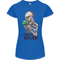 Addicted Vegan Skeleton Eating Vegetables Womens Petite Cut T-Shirt Royal Blue
