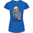 Addicted Vegan Skeleton Eating Vegetables Womens Petite Cut T-Shirt Royal Blue
