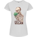 Addicted Vegan Skeleton Eating Vegetables Womens Petite Cut T-Shirt White