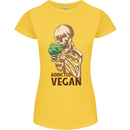 Addicted Vegan Skeleton Eating Vegetables Womens Petite Cut T-Shirt Yellow