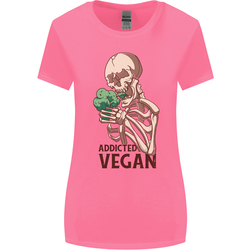 Addicted Vegan Skeleton Eating Vegetables Womens Wider Cut T-Shirt Azalea