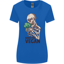 Addicted Vegan Skeleton Eating Vegetables Womens Wider Cut T-Shirt Royal Blue