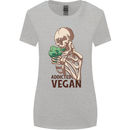 Addicted Vegan Skeleton Eating Vegetables Womens Wider Cut T-Shirt Sports Grey