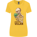 Addicted Vegan Skeleton Eating Vegetables Womens Wider Cut T-Shirt Yellow