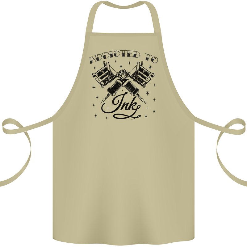 Addicted to Ink Tattoo Artist Cotton Apron 100% Organic Khaki