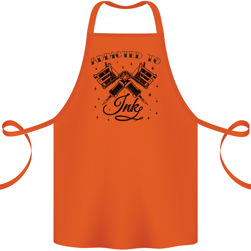 Addicted to Ink Tattoo Artist Cotton Apron 100% Organic Orange