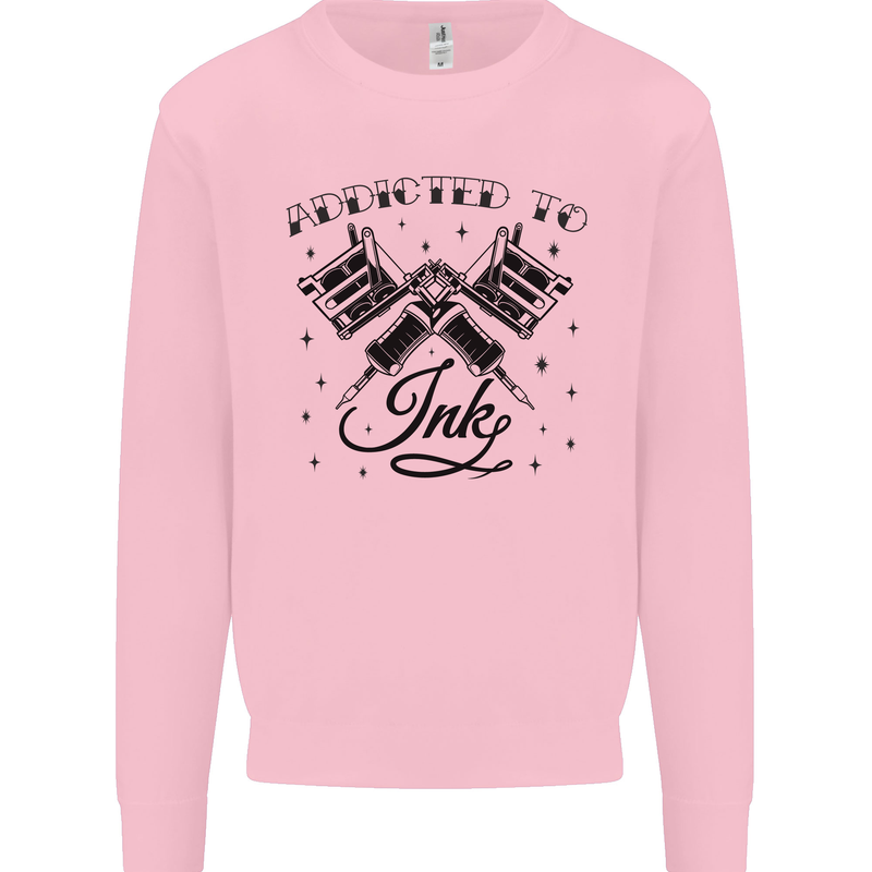 Addicted to Ink Tattoo Artist Kids Sweatshirt Jumper Light Pink