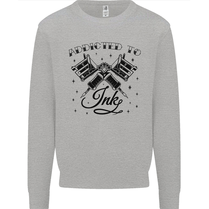 Addicted to Ink Tattoo Artist Kids Sweatshirt Jumper Sports Grey