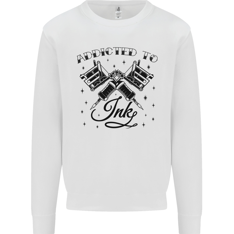 Addicted to Ink Tattoo Artist Kids Sweatshirt Jumper White