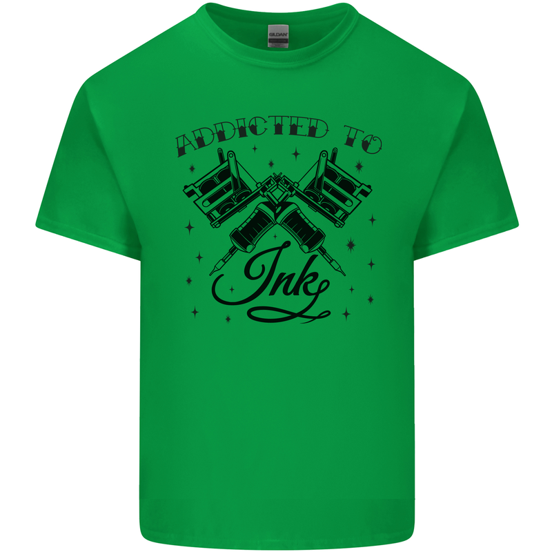 Addicted to Ink Tattoo Artist Mens Cotton T-Shirt Tee Top Irish Green