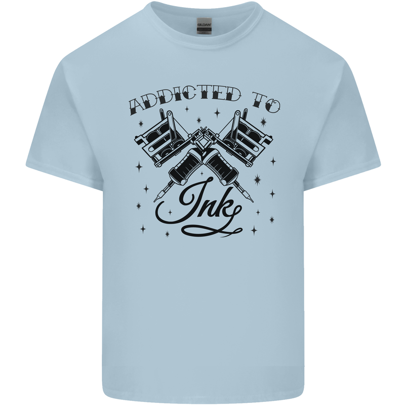 Addicted to Ink Tattoo Artist Mens Cotton T-Shirt Tee Top Light Blue