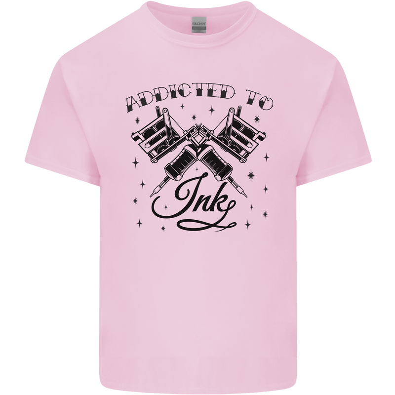 Addicted to Ink Tattoo Artist Mens Cotton T-Shirt Tee Top Light Pink