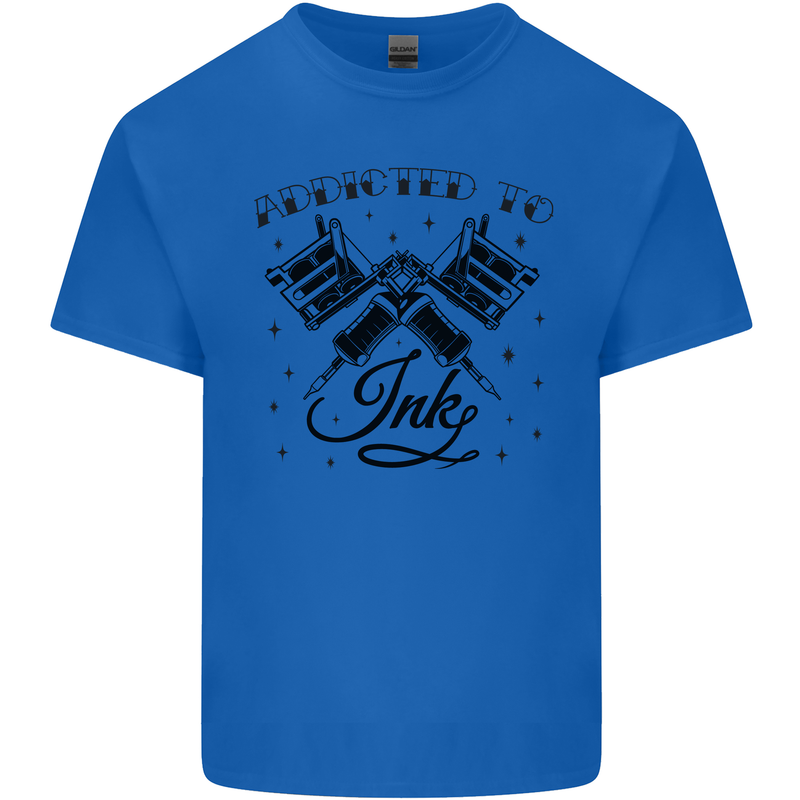 Addicted to Ink Tattoo Artist Mens Cotton T-Shirt Tee Top Royal Blue
