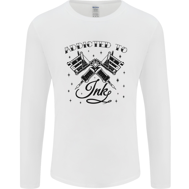 Addicted to Ink Tattoo Artist Mens Long Sleeve T-Shirt White