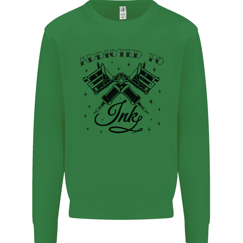 Addicted to Ink Tattoo Artist Mens Sweatshirt Jumper Irish Green