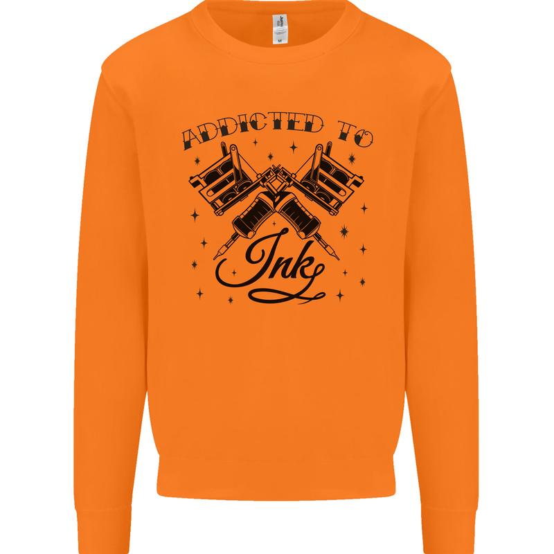 Addicted to Ink Tattoo Artist Mens Sweatshirt Jumper Orange