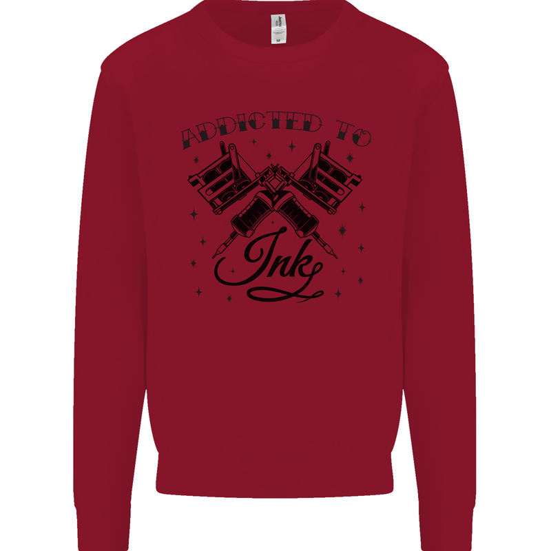 Addicted to Ink Tattoo Artist Mens Sweatshirt Jumper Red