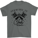 Addicted to Ink Tattoo Artist Mens T-Shirt 100% Cotton Charcoal
