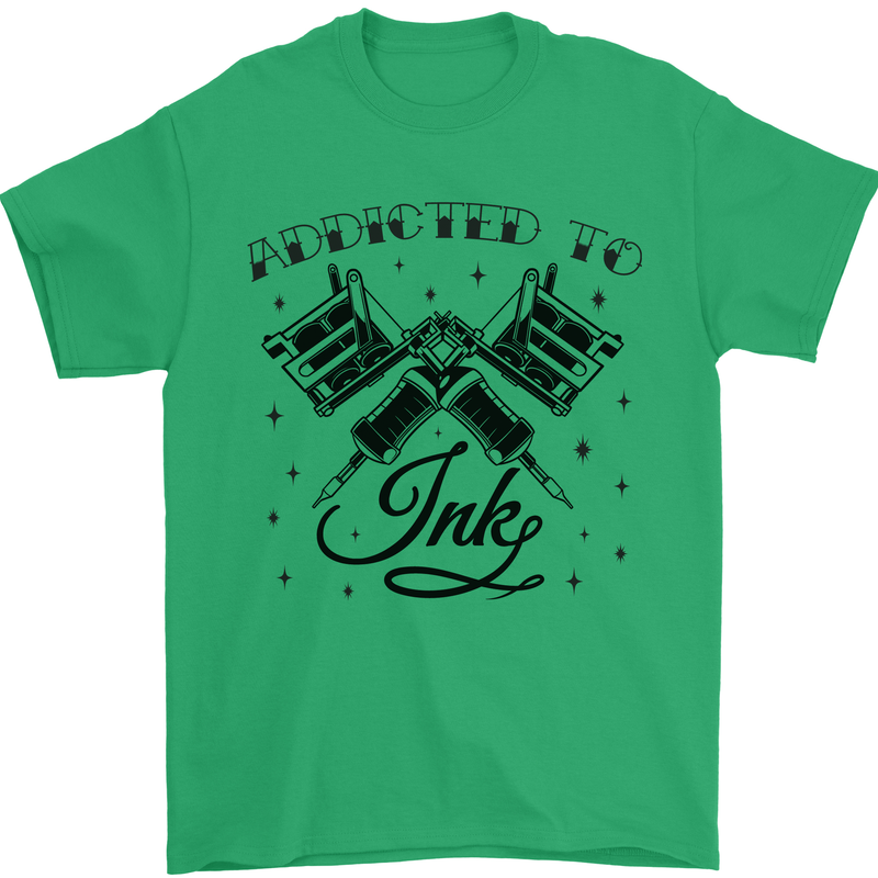 Addicted to Ink Tattoo Artist Mens T-Shirt 100% Cotton Irish Green