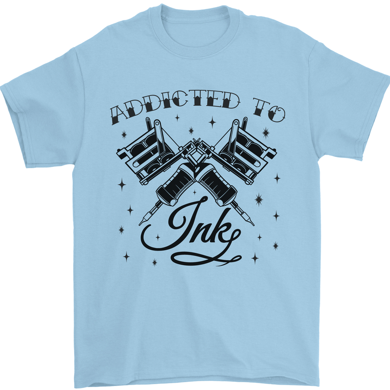 Addicted to Ink Tattoo Artist Mens T-Shirt 100% Cotton Light Blue