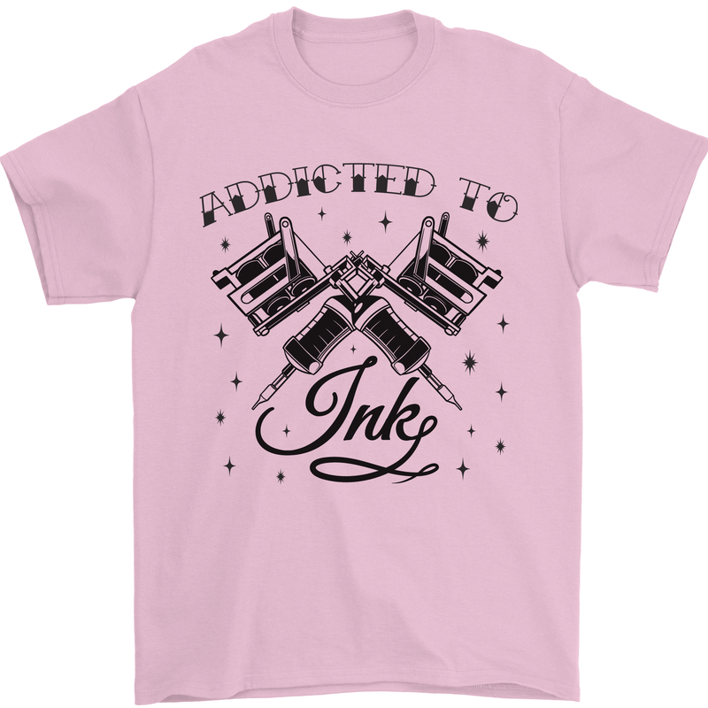 Addicted to Ink Tattoo Artist Mens T-Shirt 100% Cotton Light Pink