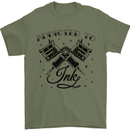 Addicted to Ink Tattoo Artist Mens T-Shirt 100% Cotton Military Green