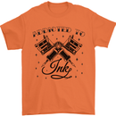 Addicted to Ink Tattoo Artist Mens T-Shirt 100% Cotton Orange