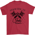 Addicted to Ink Tattoo Artist Mens T-Shirt 100% Cotton Red