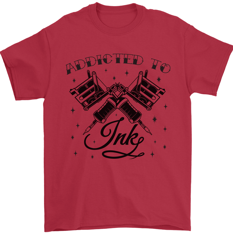 Addicted to Ink Tattoo Artist Mens T-Shirt 100% Cotton Red