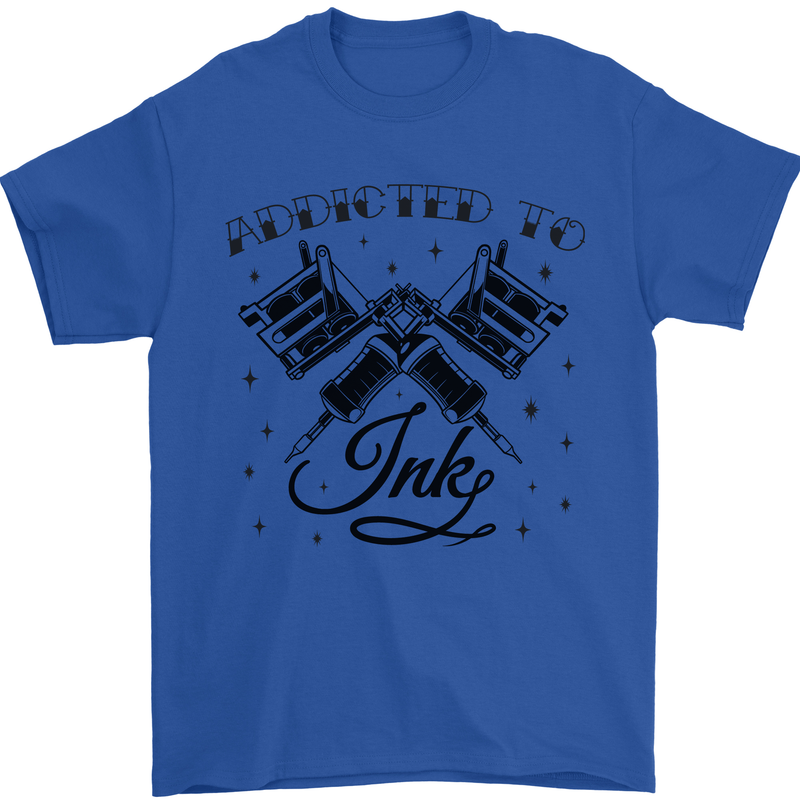 Addicted to Ink Tattoo Artist Mens T-Shirt 100% Cotton Royal Blue