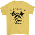 Addicted to Ink Tattoo Artist Mens T-Shirt 100% Cotton Yellow