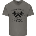 Addicted to Ink Tattoo Artist Mens V-Neck Cotton T-Shirt Charcoal