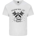 Addicted to Ink Tattoo Artist Mens V-Neck Cotton T-Shirt White