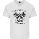 Addicted to Ink Tattoo Artist Mens V-Neck Cotton T-Shirt White