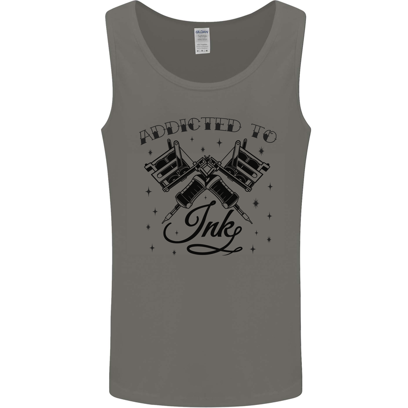 Addicted to Ink Tattoo Artist Mens Vest Tank Top Charcoal