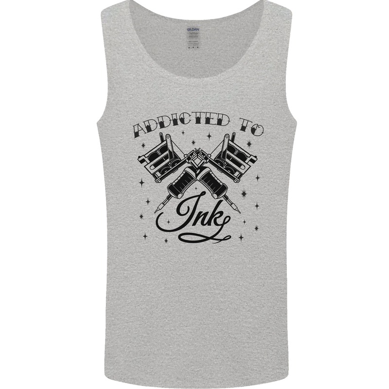 Addicted to Ink Tattoo Artist Mens Vest Tank Top Sports Grey