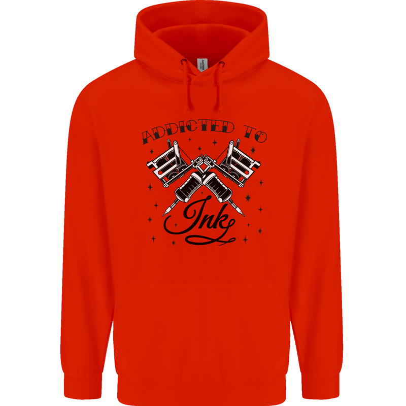 Addicted to Ink Tattoo Artist Tats Childrens Kids Hoodie Bright Red