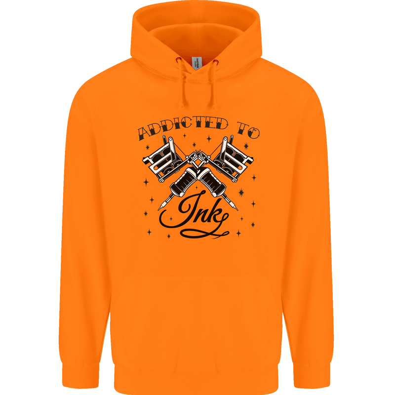 Addicted to Ink Tattoo Artist Tats Childrens Kids Hoodie Orange