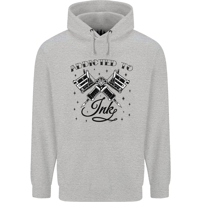Addicted to Ink Tattoo Artist Tats Childrens Kids Hoodie Sports Grey