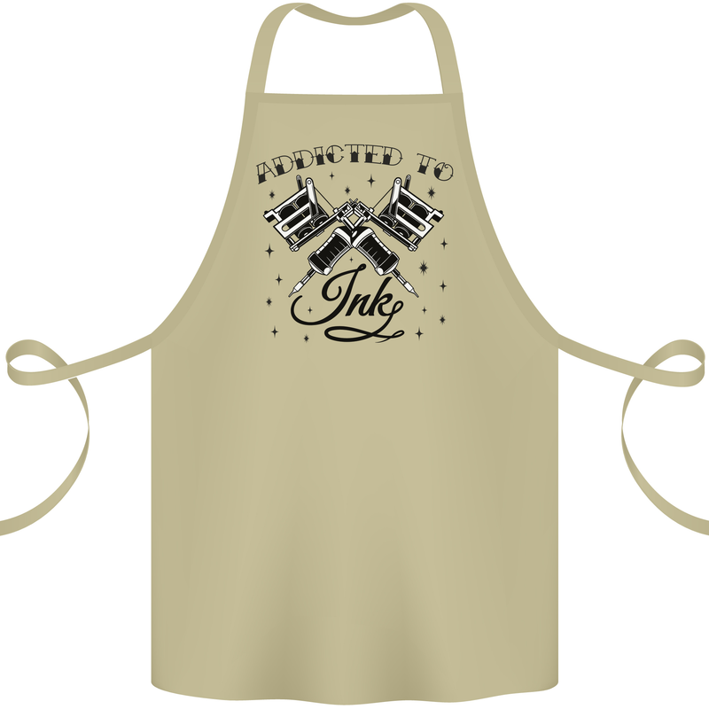 Addicted to Ink Tattoo Artist Tats Cotton Apron 100% Organic Khaki