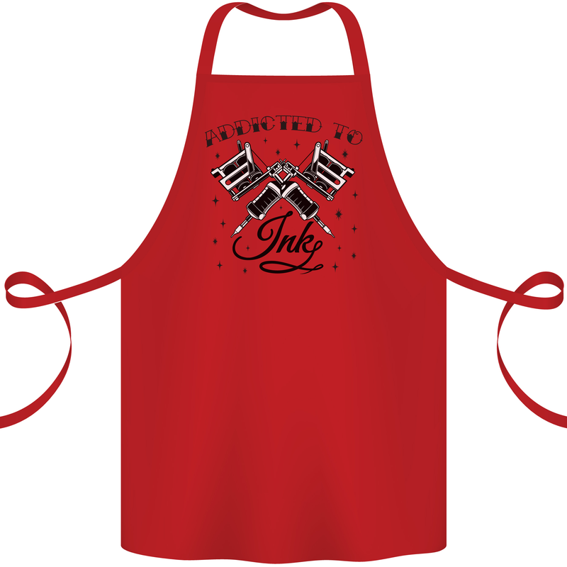 Addicted to Ink Tattoo Artist Tats Cotton Apron 100% Organic Red