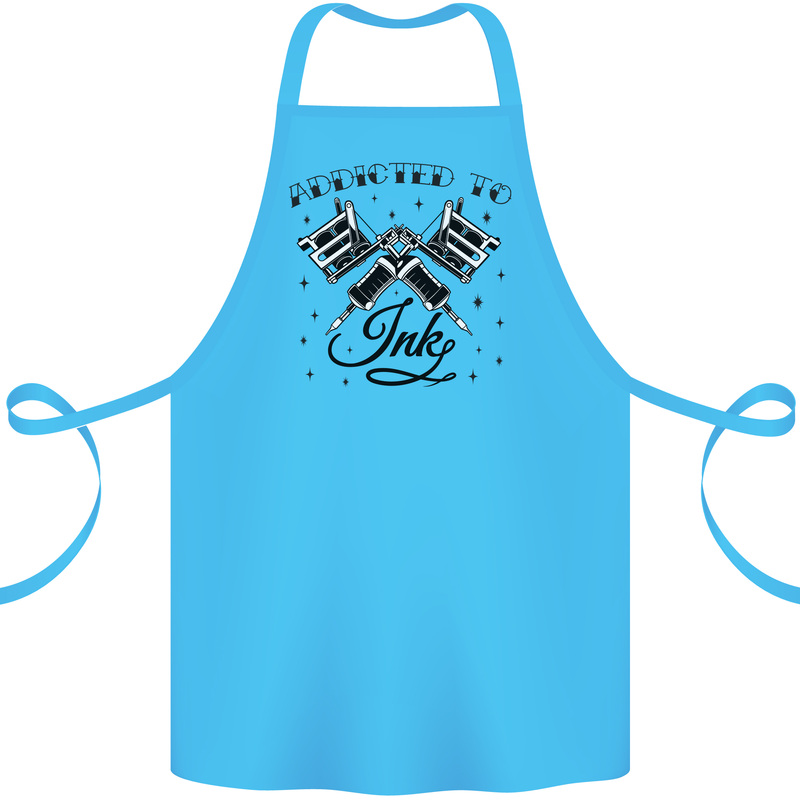 Addicted to Ink Tattoo Artist Tats Cotton Apron 100% Organic Turquoise