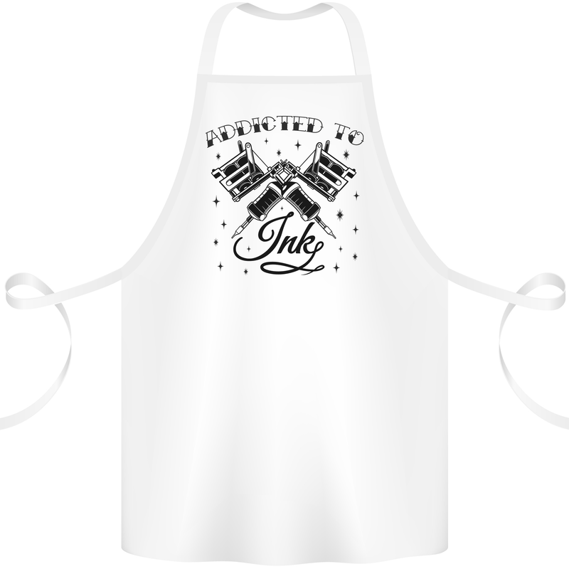 Addicted to Ink Tattoo Artist Tats Cotton Apron 100% Organic White