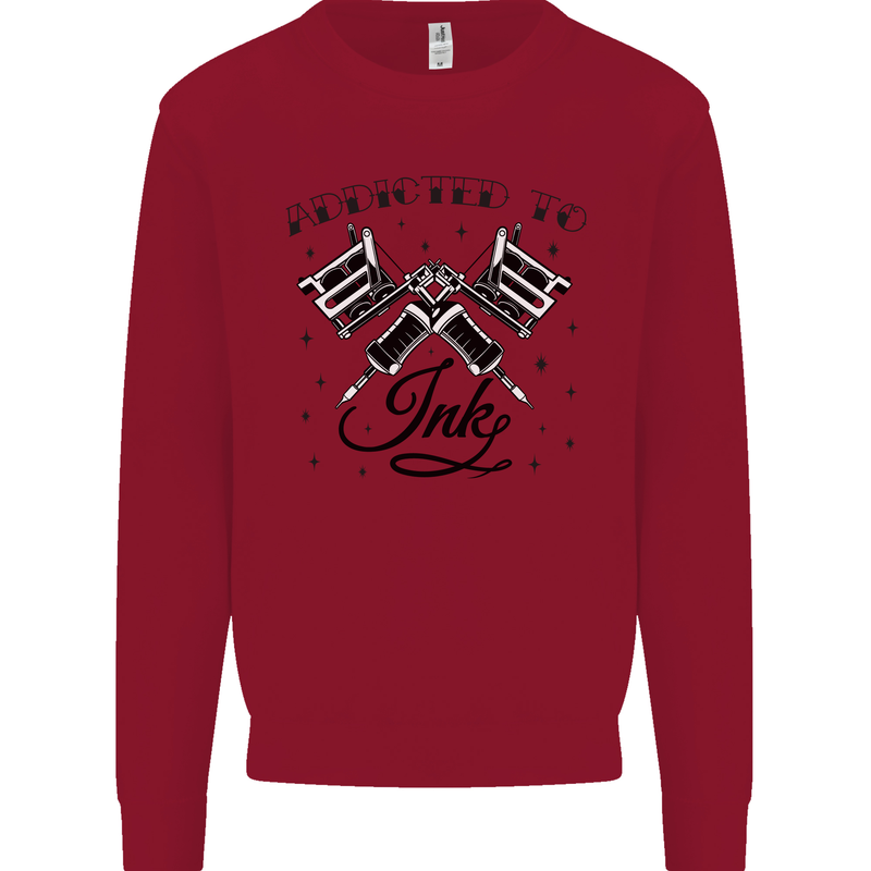 Addicted to Ink Tattoo Artist Tats Kids Sweatshirt Jumper Red