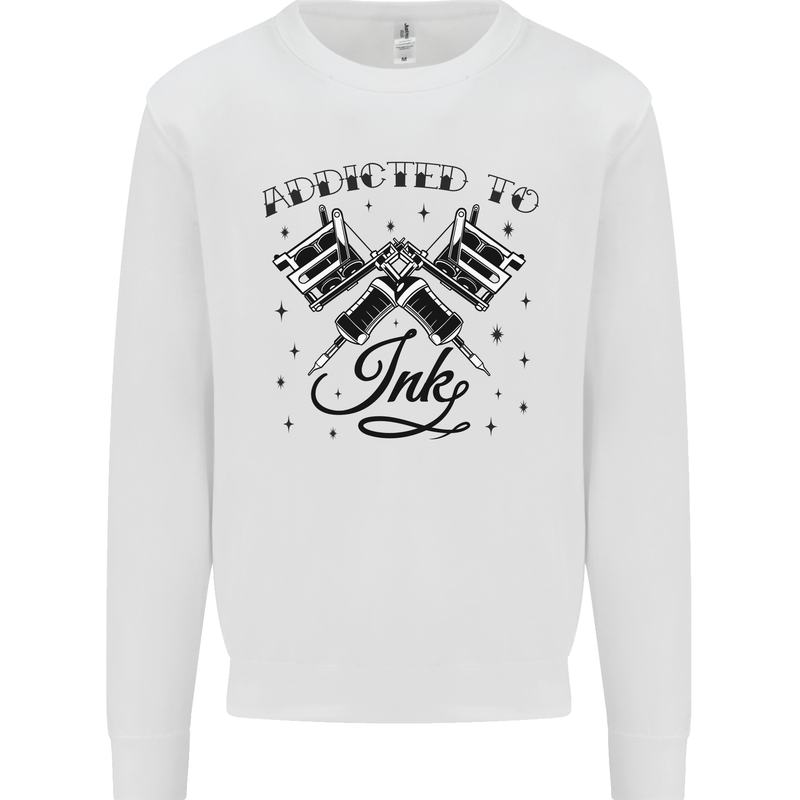 Addicted to Ink Tattoo Artist Tats Kids Sweatshirt Jumper White