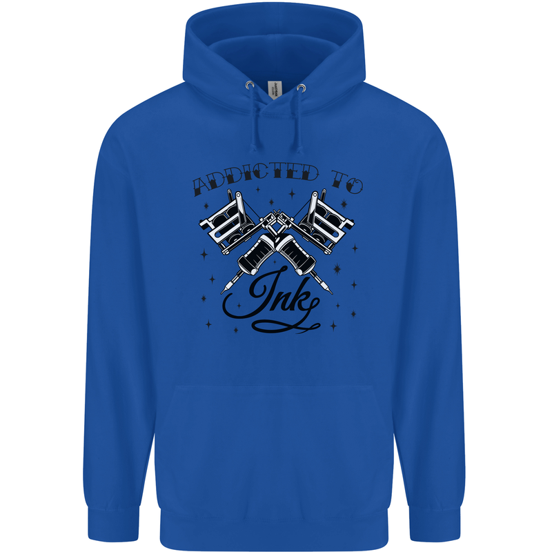 Addicted to Ink Tattoo Artist Tats Mens 80% Cotton Hoodie Royal Blue