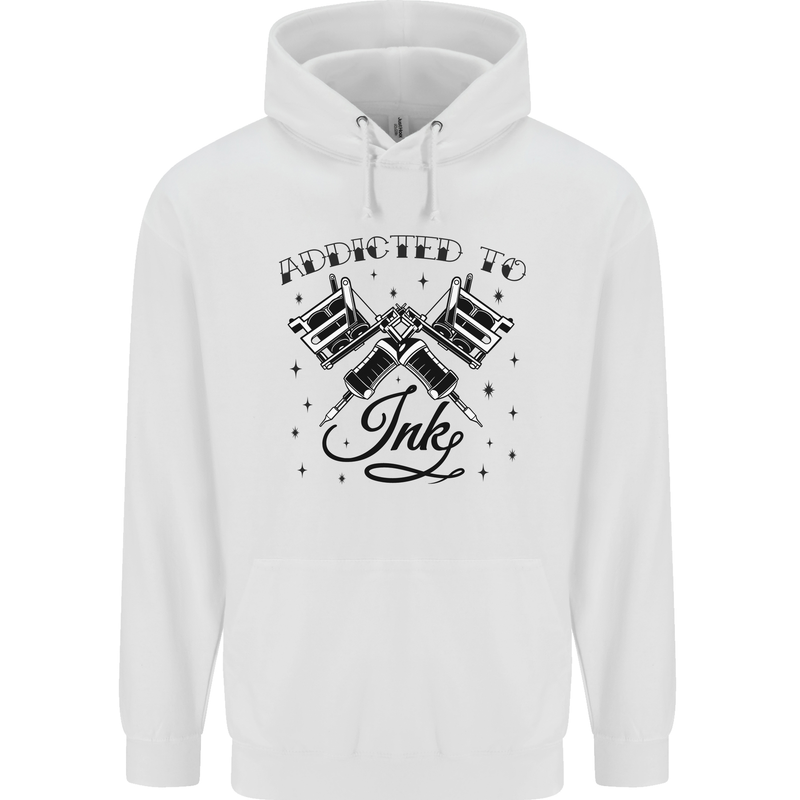 Addicted to Ink Tattoo Artist Tats Mens 80% Cotton Hoodie White