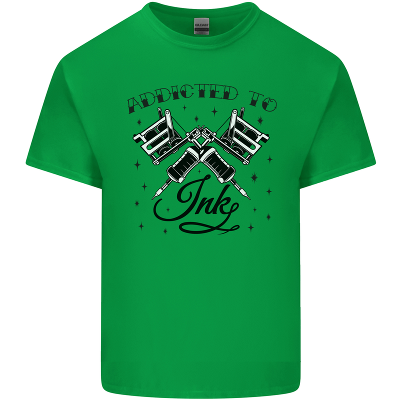 Addicted to Ink Tattoo Artist Tats Mens Cotton T-Shirt Tee Top Irish Green